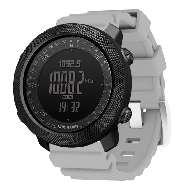 NORTH EDGE Herren-Sport-Digitaluhr, Stunden Laufen, Schwimmen, Militär, Armeeuhren, Höhenmesser, Barometer, Kompass, wasserdicht, 50 m