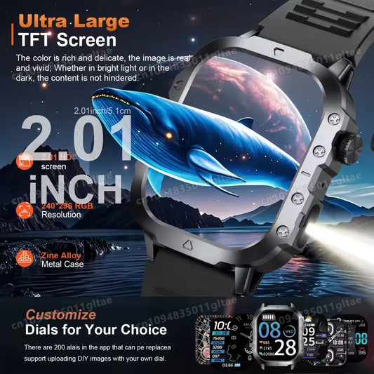 2026 Neue Robuste Militär-GPS-Smartwatch für Herren Bluetooth-Anruf Gesundheitsüberwachung Sport 5ATM Wasserdichte Smartwatches Mann Pk HW12