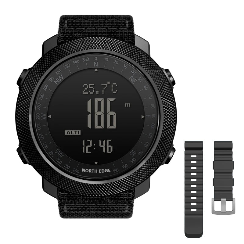 NORTH EDGE Herren-Sport-Digitaluhr, Stunden Laufen, Schwimmen, Militär, Armeeuhren, Höhenmesser, Barometer, Kompass, wasserdicht, 50 m