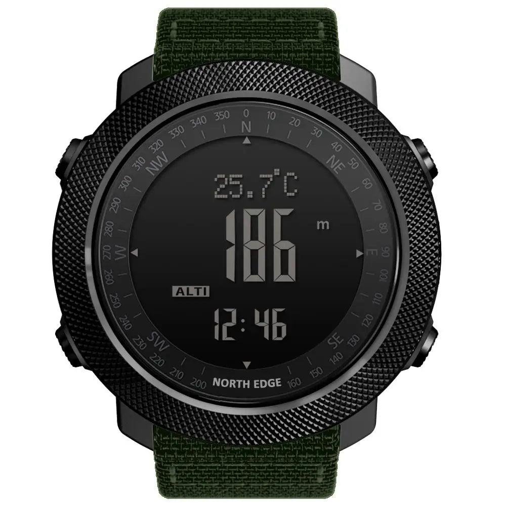 NORTH EDGE Herren-Sport-Digitaluhr, Stunden Laufen, Schwimmen, Militär, Armeeuhren, Höhenmesser, Barometer, Kompass, wasserdicht, 50 m