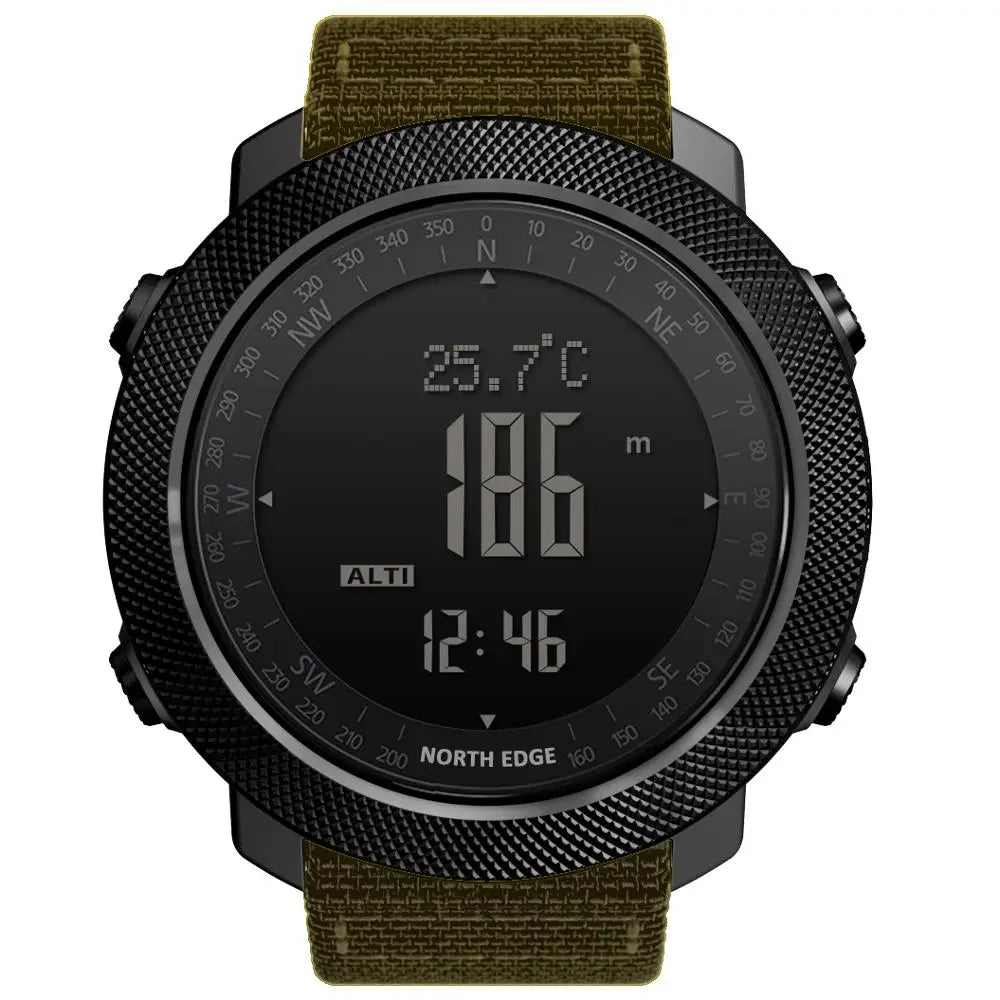 NORTH EDGE Herren-Sport-Digitaluhr, Stunden Laufen, Schwimmen, Militär, Armeeuhren, Höhenmesser, Barometer, Kompass, wasserdicht, 50 m