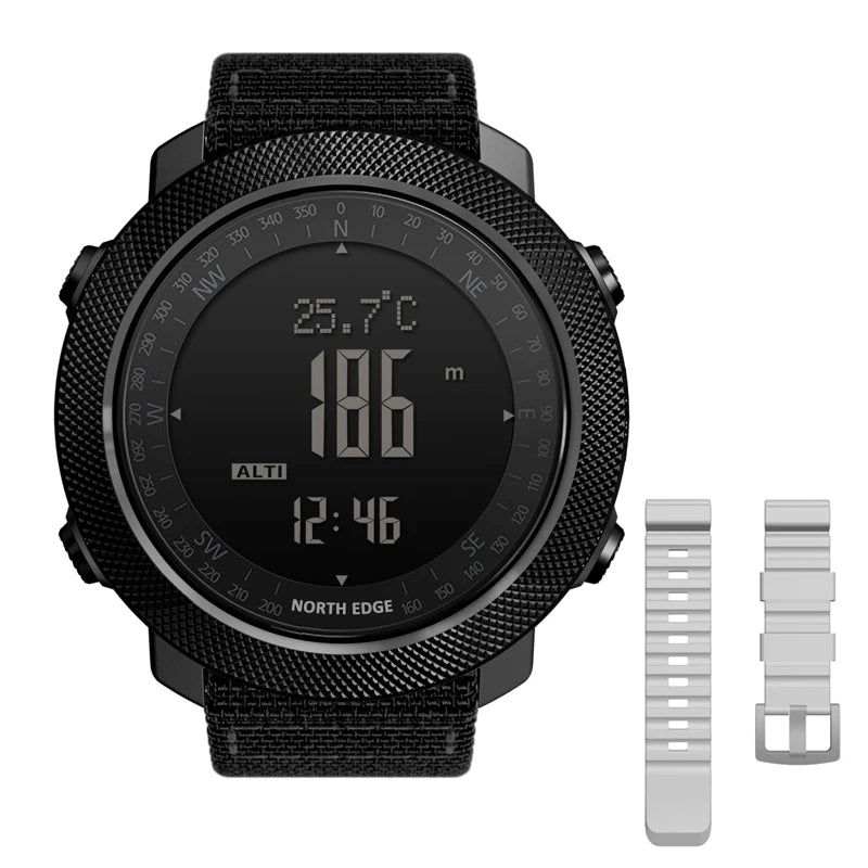 NORTH EDGE Herren-Sport-Digitaluhr, Stunden Laufen, Schwimmen, Militär, Armeeuhren, Höhenmesser, Barometer, Kompass, wasserdicht, 50 m
