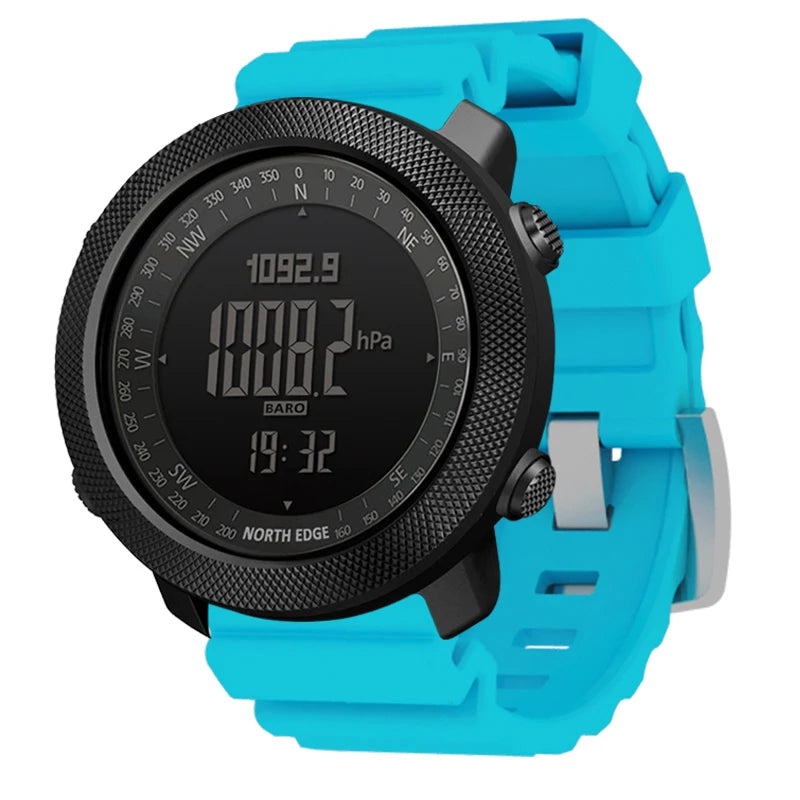 NORTH EDGE Herren-Sport-Digitaluhr, Stunden Laufen, Schwimmen, Militär, Armeeuhren, Höhenmesser, Barometer, Kompass, wasserdicht, 50 m