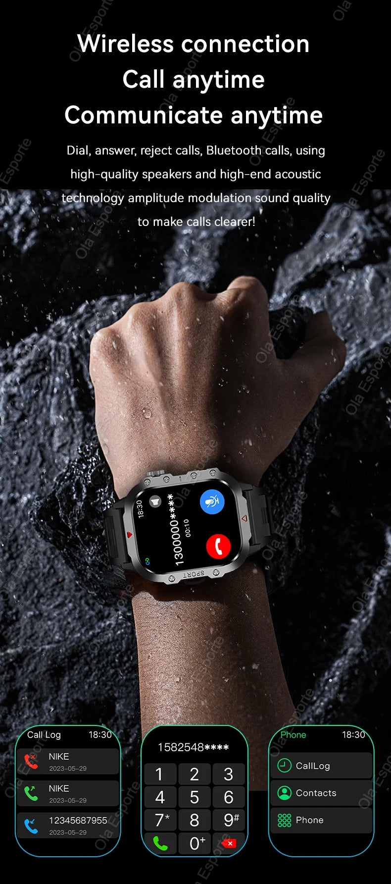 2026 Neue Militärische Smartwatch für Herren IP67 3ATM Outdoor-Sport Fitness-Tracker Blutdruck-Gesundheitsmonitor BT-Anrufe GPS Smartwatch