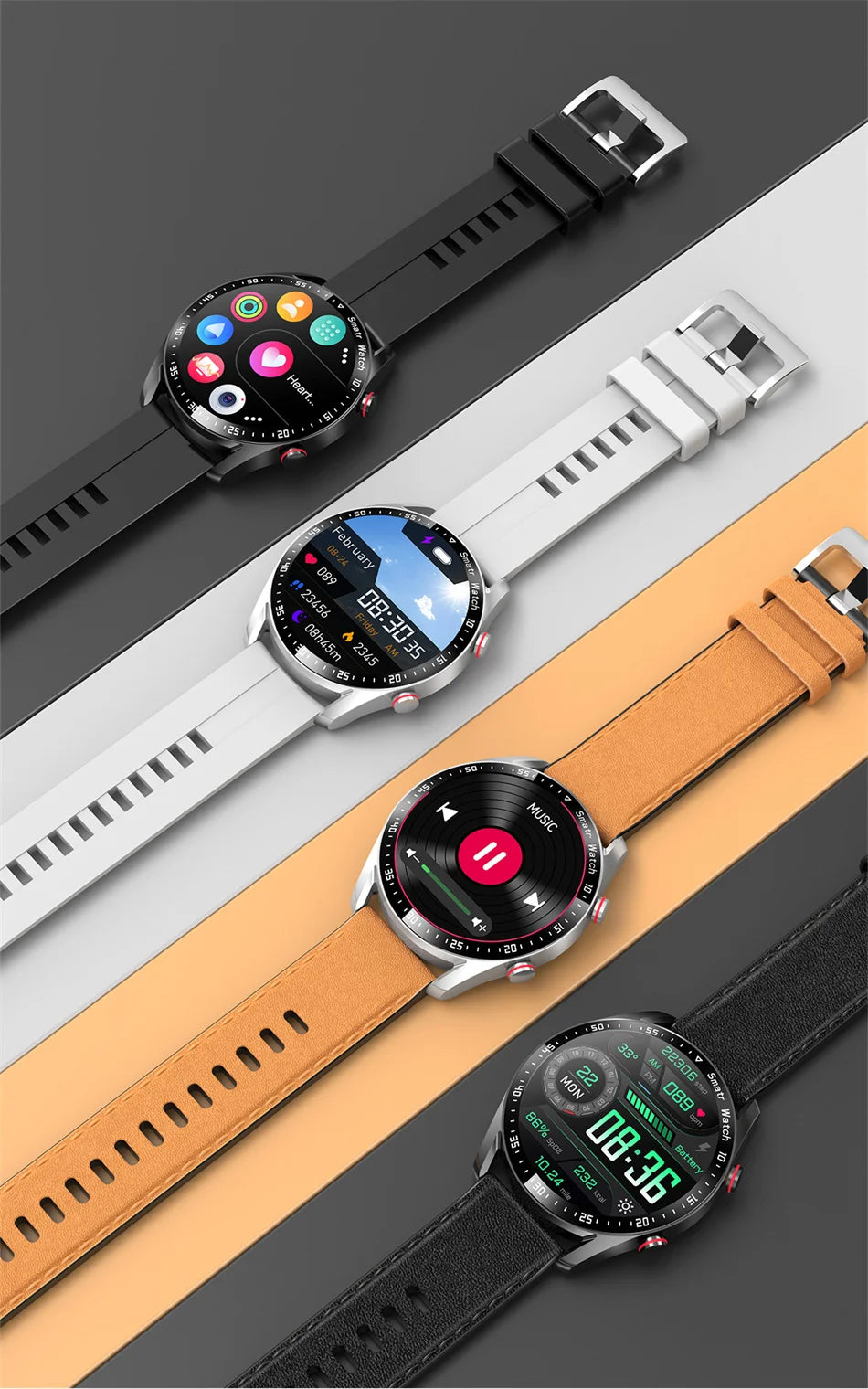 Sport-Smartwatch für Herren und Damen HD-Bildschirm EKG+PPG Bluetooth-Anruf GPS-Tracker Herzfrequenzmesser IP68 Wasserdicht SmartWatch 2026 Neu
