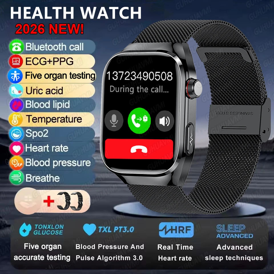 2025 neue Micro Körperliche Untersuchung Smart Uhr Für Männer Harnsäure Körper Fett Fünf Orgel Gesundheit Uhren Bluetooth Anruf SmartBracelet