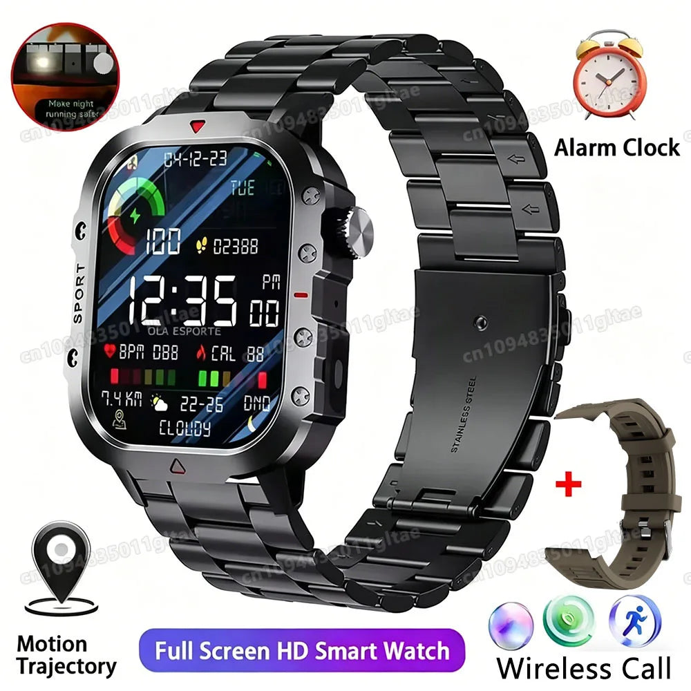 2026 Neue Militärische Smartwatch für Herren IP67 3ATM Outdoor-Sport Fitness-Tracker Blutdruck-Gesundheitsmonitor BT-Anrufe GPS Smartwatch