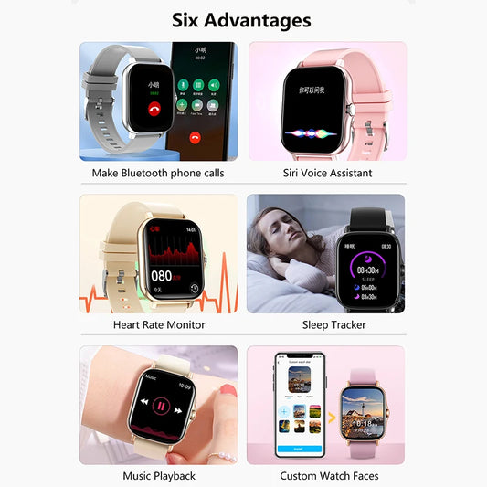 1,83 ''Sport Smart Uhr Fitness Uhr Gesundheit Monitor Wasserdichte Smartwatch Drahtlose Anruf Uhren für Männer Frauen IOS Android 2025