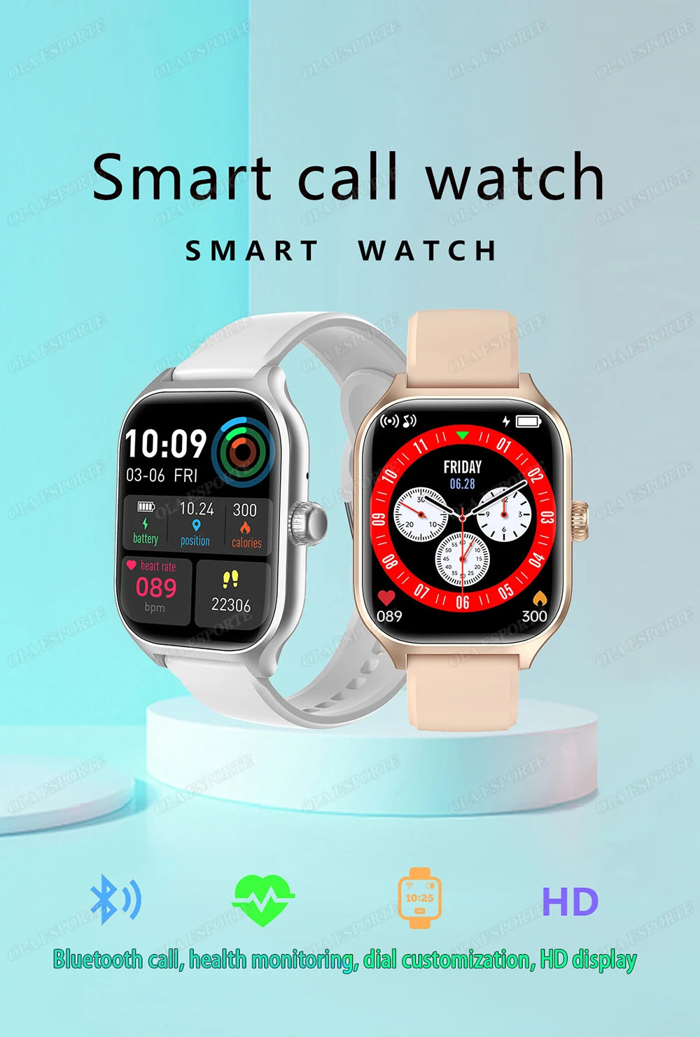 2026 Smartwatch Android iOS Telefon 2,01 Zoll Farbdisplay Bluetooth Anrufannahme Fitness-Uhr Tracker Smartwatch für Damen und Herren Neu