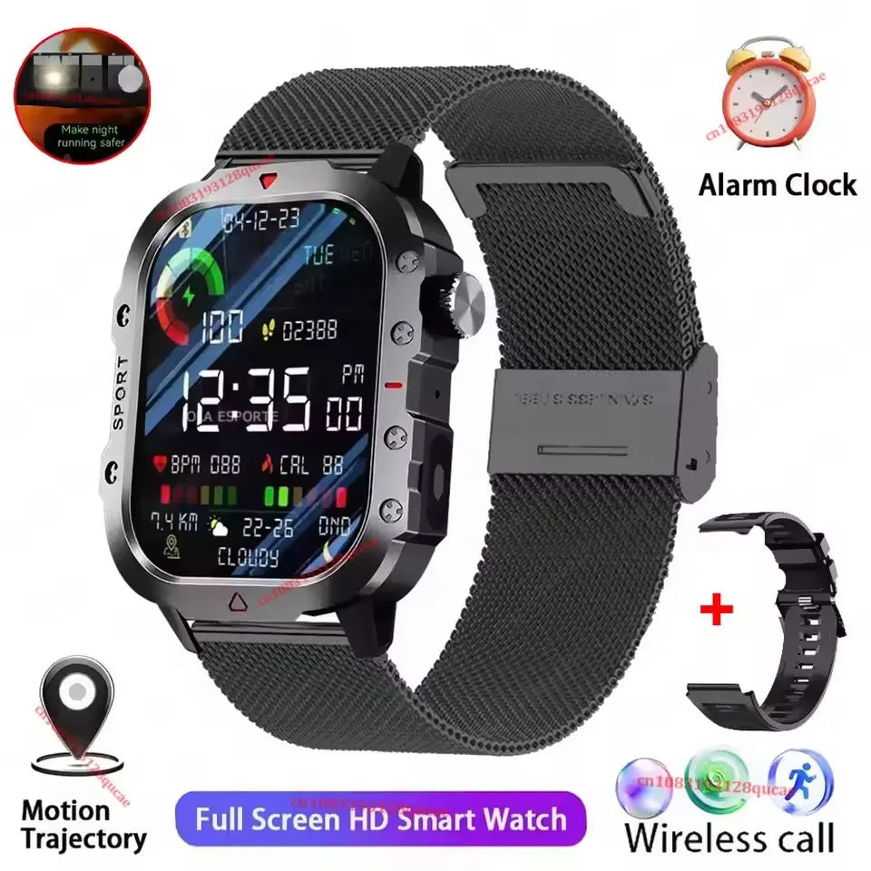2026 Neue Militärische Smartwatch für Herren IP67 3ATM Outdoor-Sport Fitness-Tracker Blutdruck-Gesundheitsmonitor BT-Anrufe GPS Smartwatch