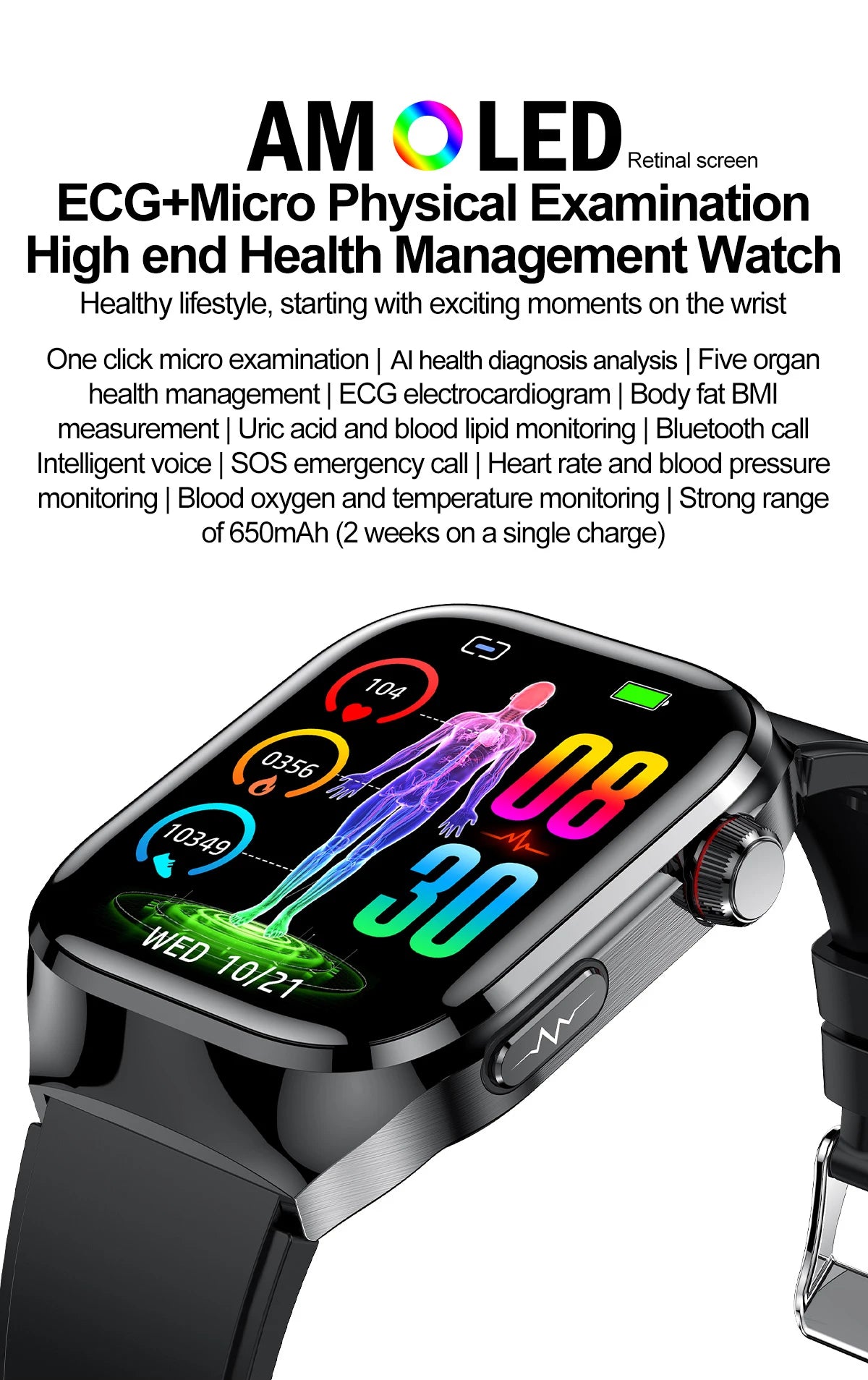 2025 neue Micro Körperliche Untersuchung Smart Uhr Für Männer Harnsäure Körper Fett Fünf Orgel Gesundheit Uhren Bluetooth Anruf SmartBracelet