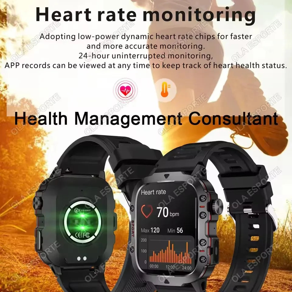 2026 Neue Robuste Militär-GPS-Smartwatch für Herren Bluetooth-Anruf Gesundheitsüberwachung Sport 5ATM Wasserdichte Smartwatches Mann Pk HW12