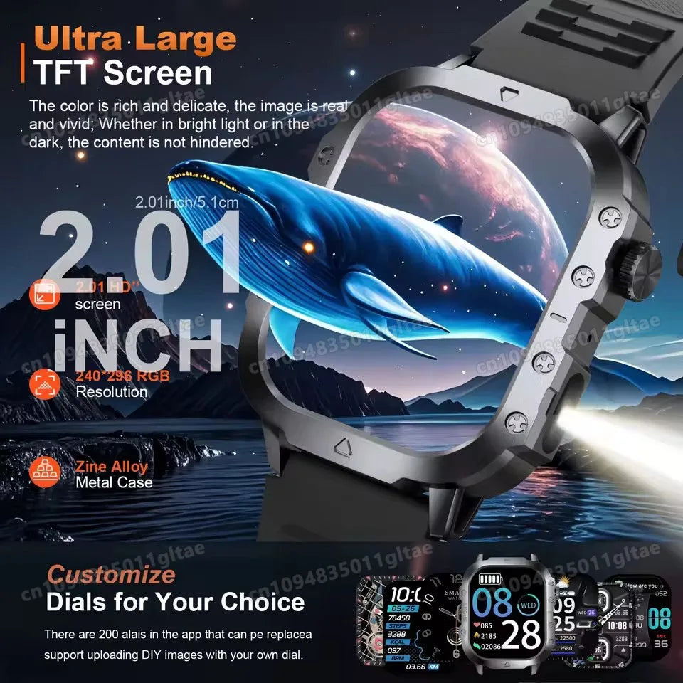 2026 Neue Robuste Militär-GPS-Smartwatch für Herren Bluetooth-Anruf Gesundheitsüberwachung Sport 5ATM Wasserdichte Smartwatches Mann Pk HW12