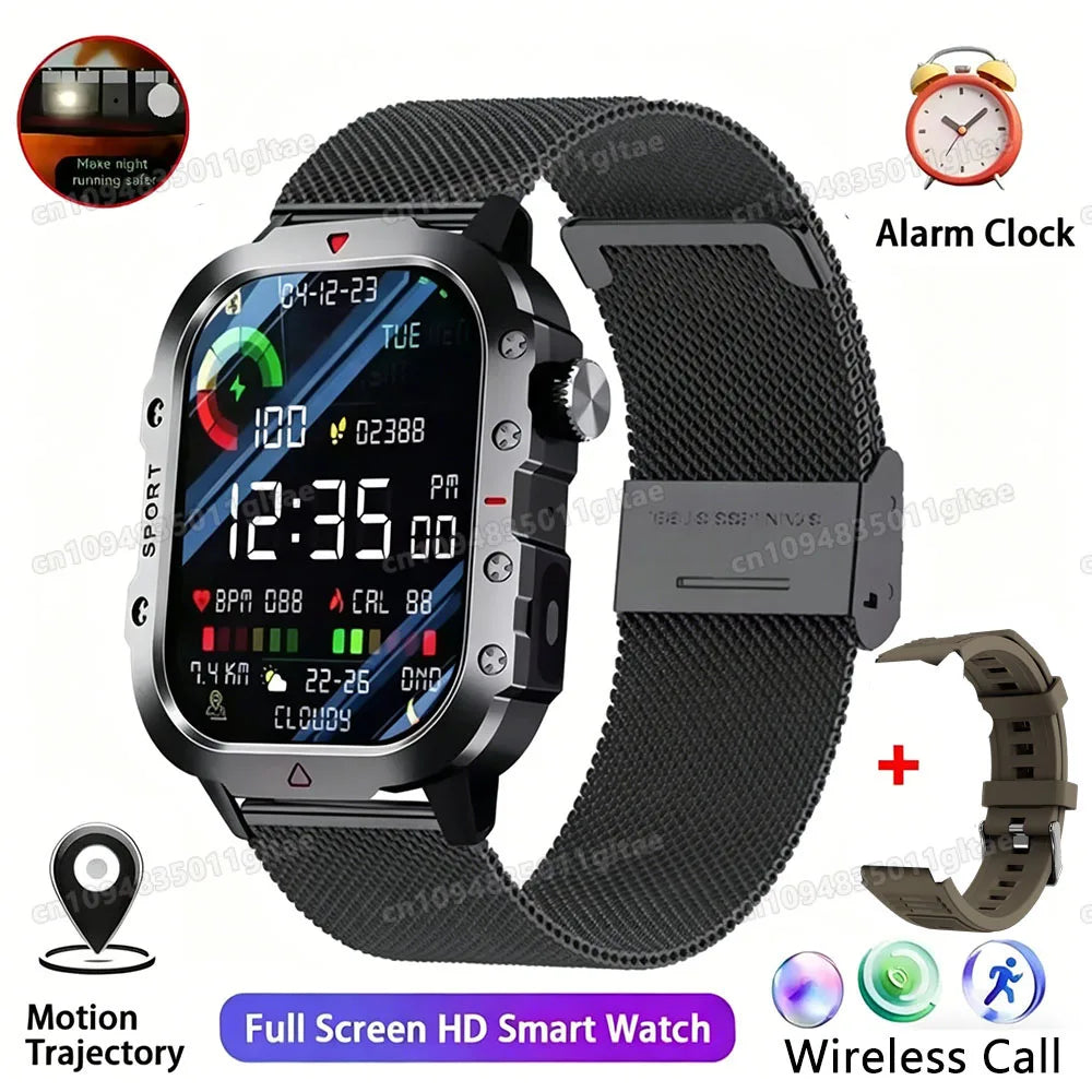 2026 Neue Militärische Smartwatch für Herren IP67 3ATM Outdoor-Sport Fitness-Tracker Blutdruck-Gesundheitsmonitor BT-Anrufe GPS Smartwatch