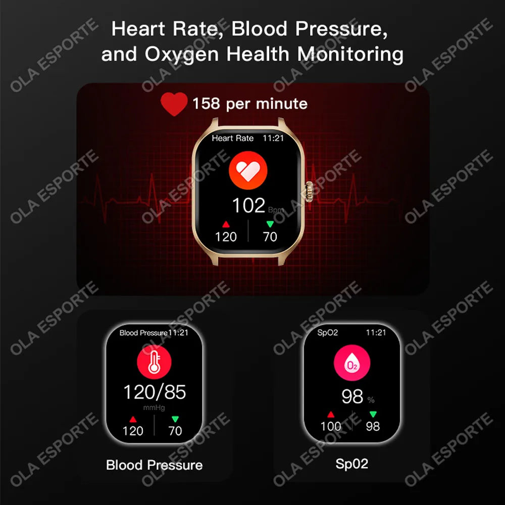 2026 Smartwatch Android iOS Telefon 2,01 Zoll Farbdisplay Bluetooth Anrufannahme Fitness-Uhr Tracker Smartwatch für Damen und Herren Neu