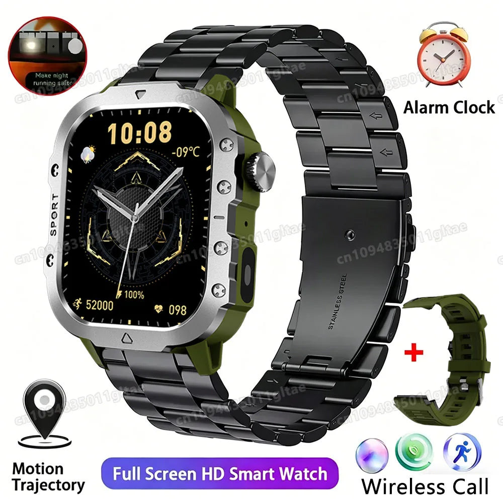 2026 Neue Militärische Smartwatch für Herren IP67 3ATM Outdoor-Sport Fitness-Tracker Blutdruck-Gesundheitsmonitor BT-Anrufe GPS Smartwatch