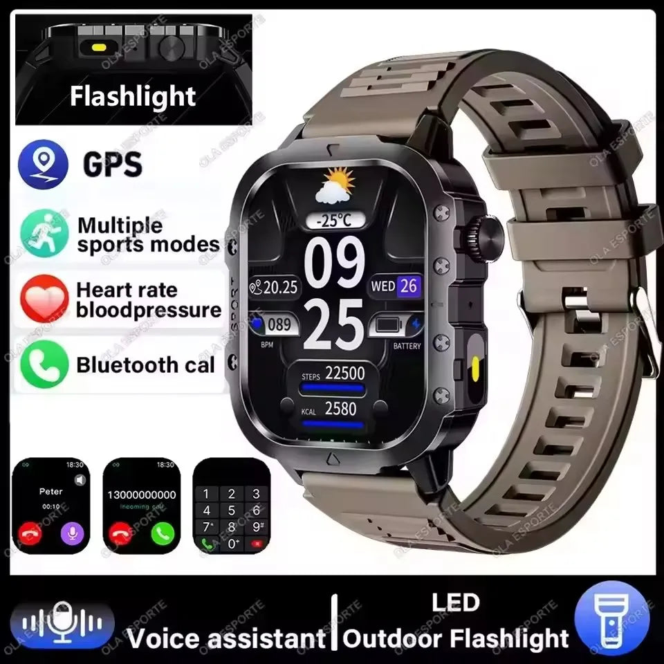 2026 Neue Robuste Militär-GPS-Smartwatch für Herren Bluetooth-Anruf Gesundheitsüberwachung Sport 5ATM Wasserdichte Smartwatches Mann Pk HW12