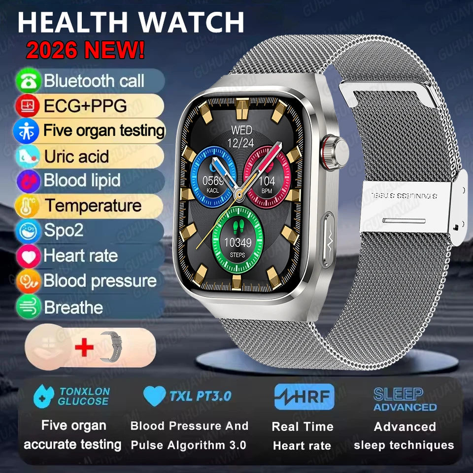 2025 neue Micro Körperliche Untersuchung Smart Uhr Für Männer Harnsäure Körper Fett Fünf Orgel Gesundheit Uhren Bluetooth Anruf SmartBracelet