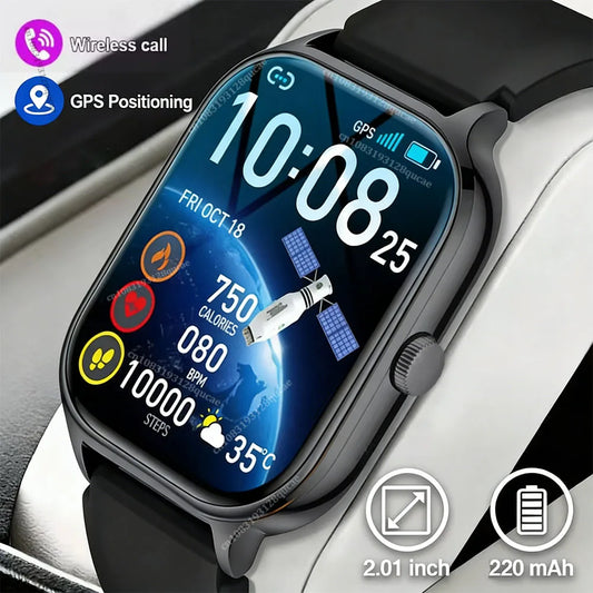 2026 Smartwatch Android iOS Telefon 2,01 Zoll Farbdisplay Bluetooth Anrufannahme Fitness-Uhr Tracker Smartwatch für Damen und Herren Neu