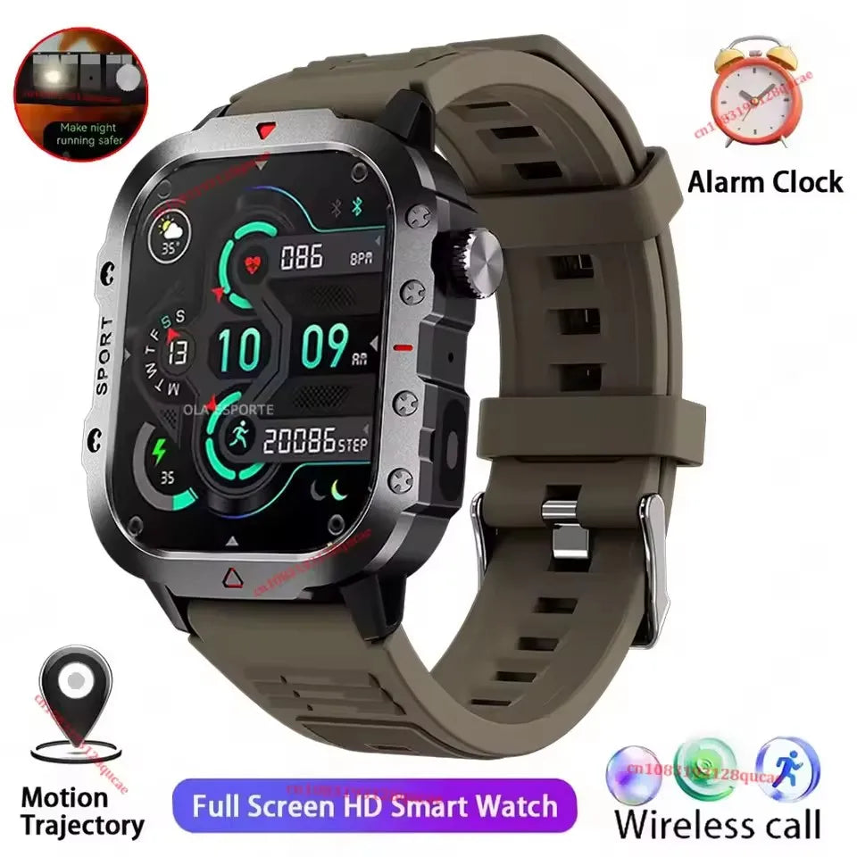2026 Neue Militärische Smartwatch für Herren IP67 3ATM Outdoor-Sport Fitness-Tracker Blutdruck-Gesundheitsmonitor BT-Anrufe GPS Smartwatch