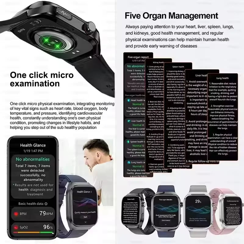 2025 neue Micro Körperliche Untersuchung Smart Uhr Für Männer Harnsäure Körper Fett Fünf Orgel Gesundheit Uhren Bluetooth Anruf SmartBracelet