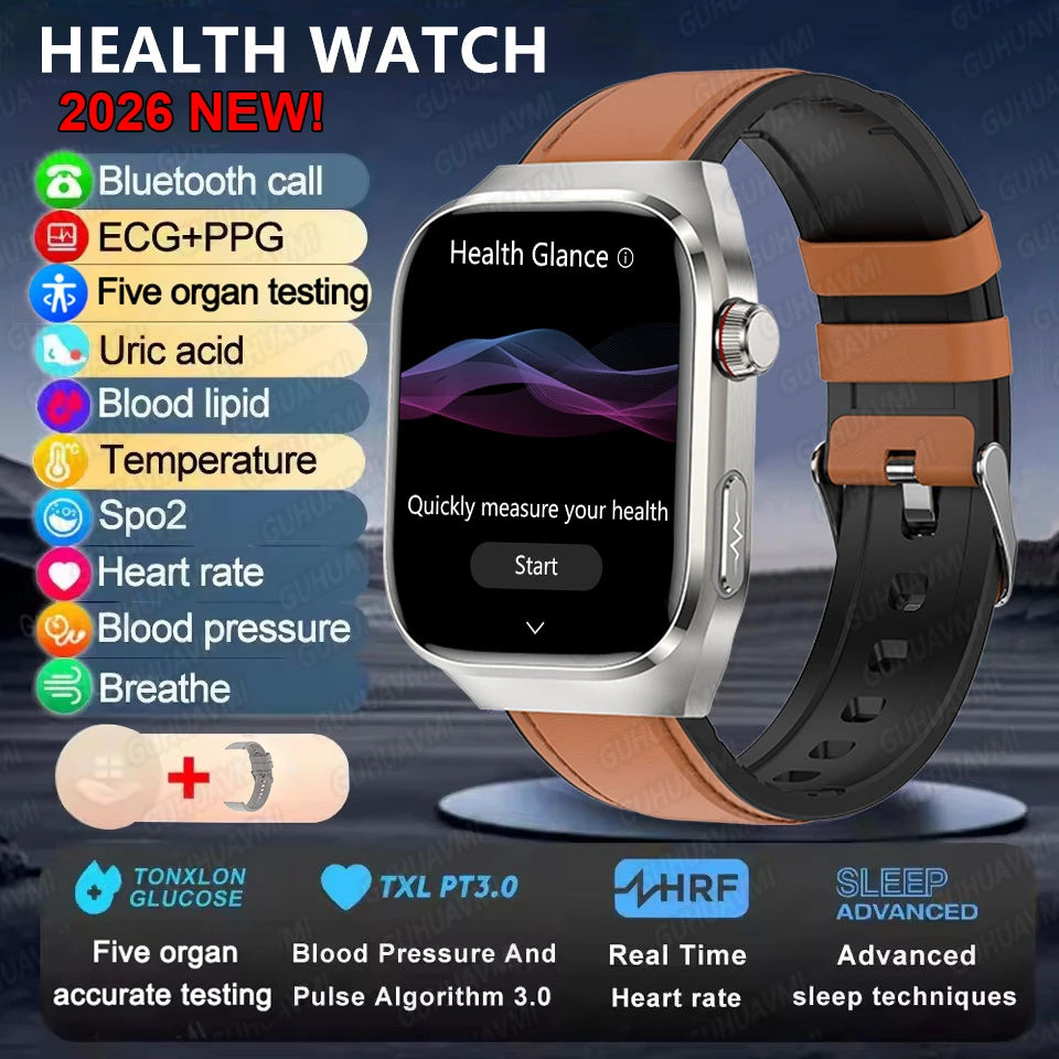 2025 neue Micro Körperliche Untersuchung Smart Uhr Für Männer Harnsäure Körper Fett Fünf Orgel Gesundheit Uhren Bluetooth Anruf SmartBracelet