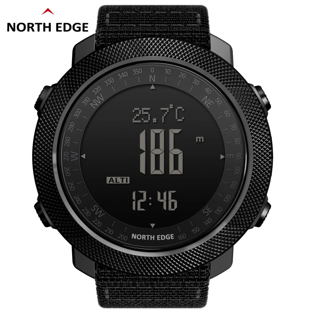 NORTH EDGE Herren-Sport-Digitaluhr, Stunden Laufen, Schwimmen, Militär, Armeeuhren, Höhenmesser, Barometer, Kompass, wasserdicht, 50 m