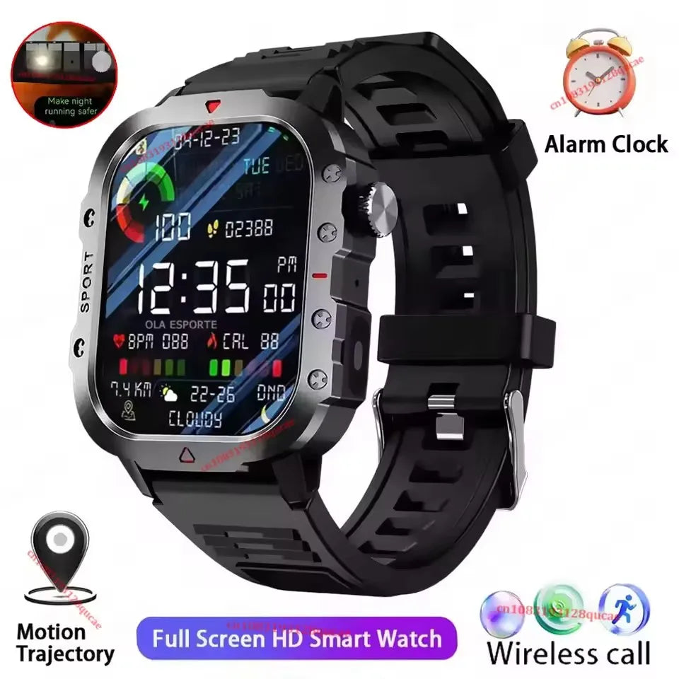 2026 Neue Militärische Smartwatch für Herren IP67 3ATM Outdoor-Sport Fitness-Tracker Blutdruck-Gesundheitsmonitor BT-Anrufe GPS Smartwatch
