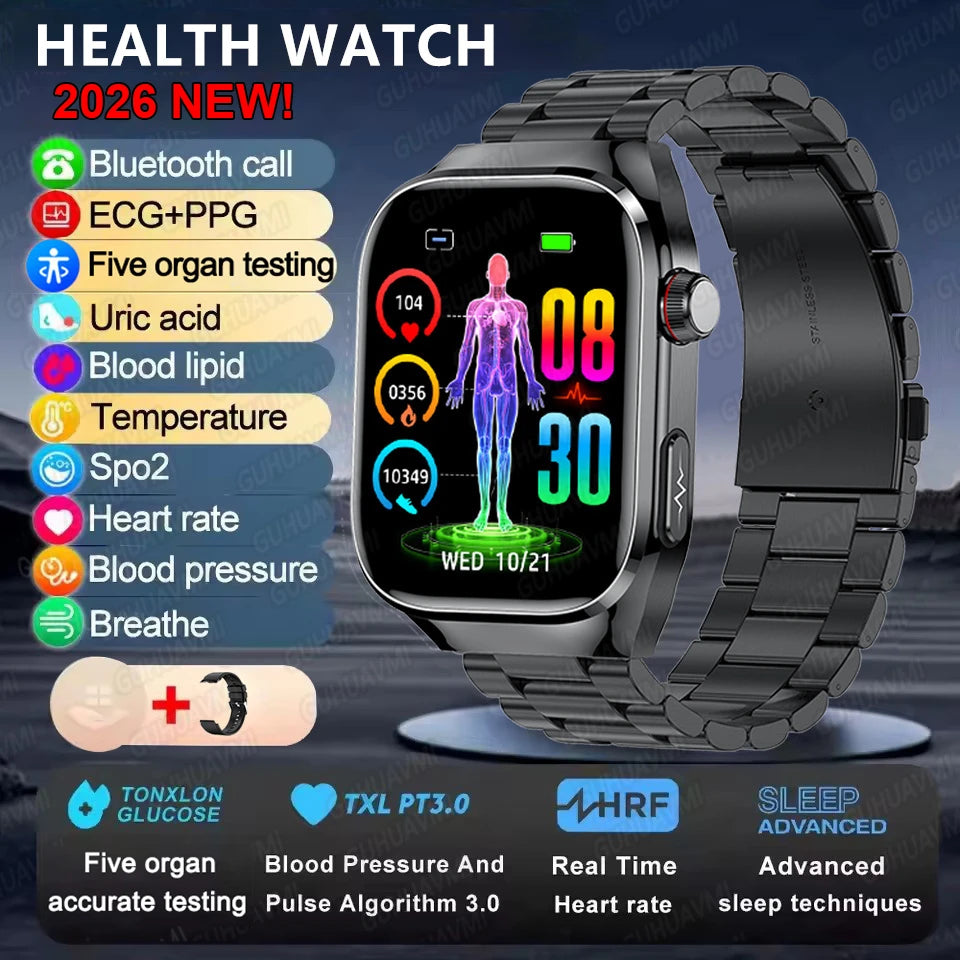 2025 neue Micro Körperliche Untersuchung Smart Uhr Für Männer Harnsäure Körper Fett Fünf Orgel Gesundheit Uhren Bluetooth Anruf SmartBracelet