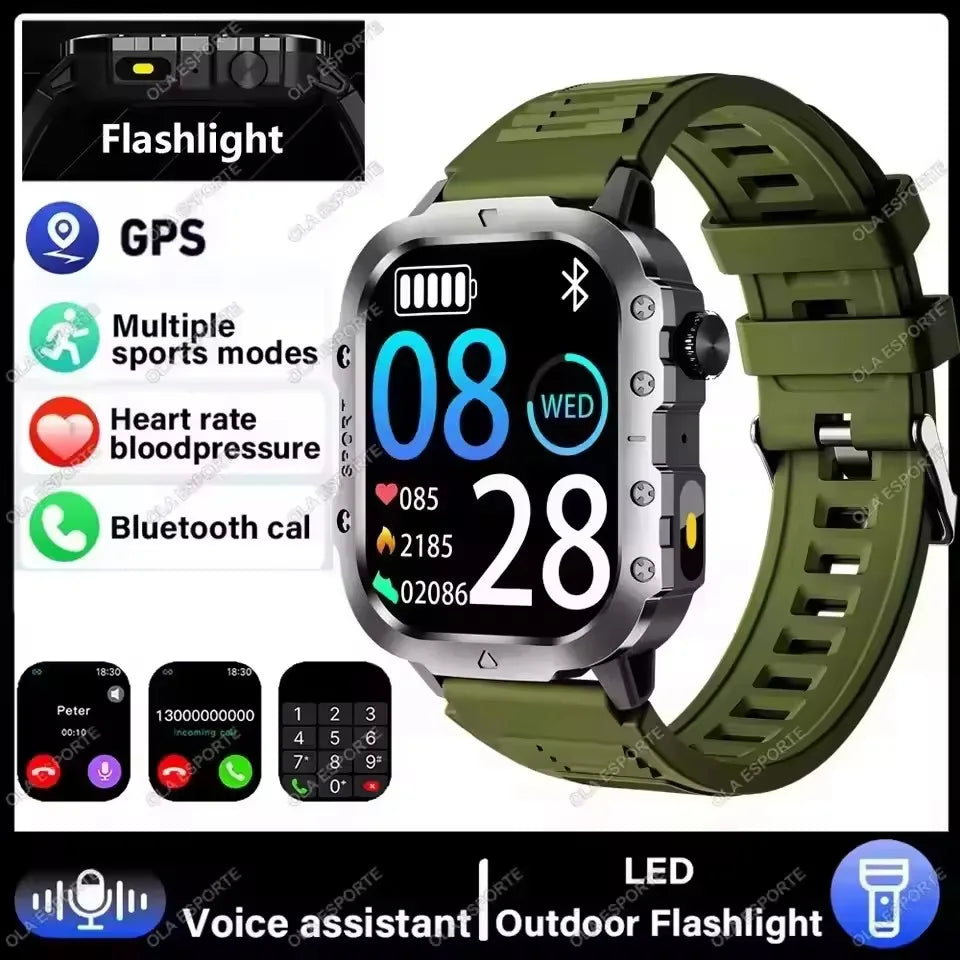 2026 Neue Robuste Militär-GPS-Smartwatch für Herren Bluetooth-Anruf Gesundheitsüberwachung Sport 5ATM Wasserdichte Smartwatches Mann Pk HW12