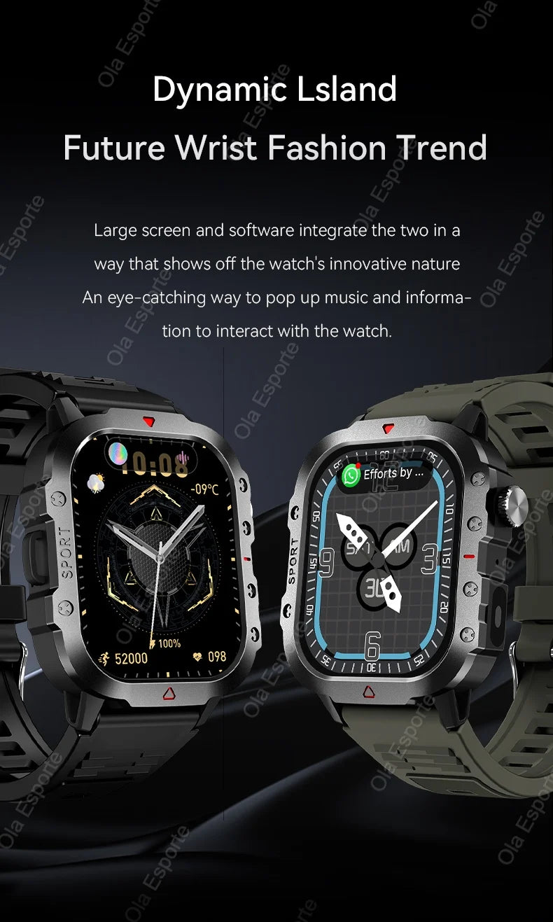 2026 Neue Militärische Smartwatch für Herren IP67 3ATM Outdoor-Sport Fitness-Tracker Blutdruck-Gesundheitsmonitor BT-Anrufe GPS Smartwatch