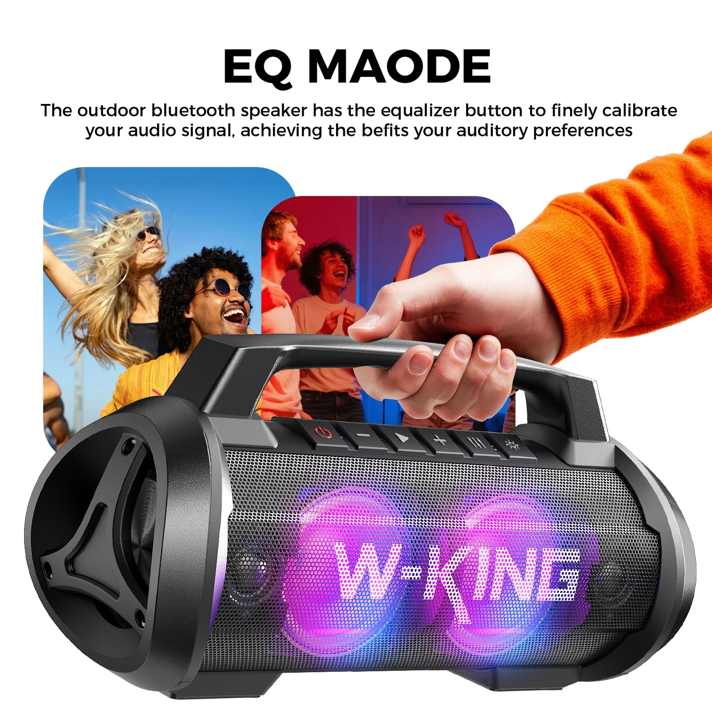 W-KING 70 W RMS tragbarer Bluetooth-Lautsprecher, Lautsprecher, kabellos, laut, IPX6 wasserdicht, Bluetooth-Lautsprecher mit Subwoofer/Bass Boost