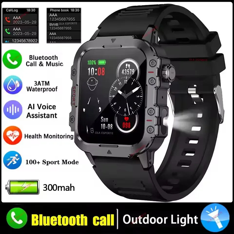 2026 Neue Militärische Smartwatch für Herren IP67 3ATM Outdoor-Sport Fitness-Tracker Blutdruck-Gesundheitsmonitor BT-Anrufe GPS Smartwatch