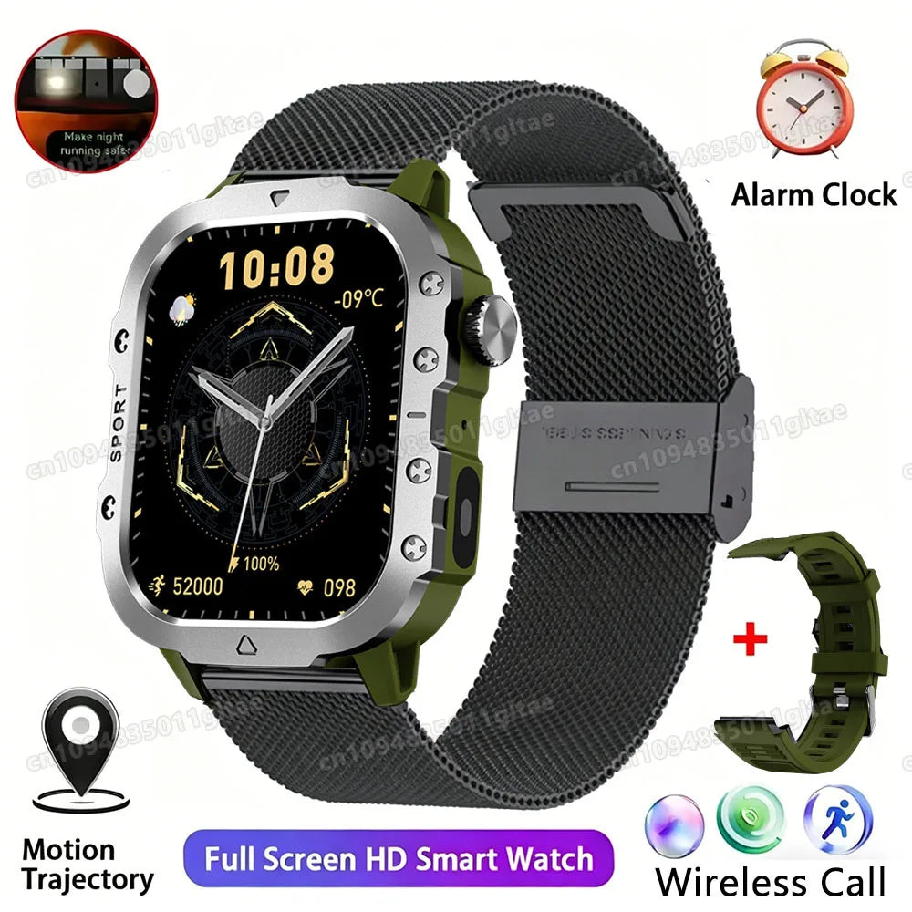 2026 Neue Militärische Smartwatch für Herren IP67 3ATM Outdoor-Sport Fitness-Tracker Blutdruck-Gesundheitsmonitor BT-Anrufe GPS Smartwatch