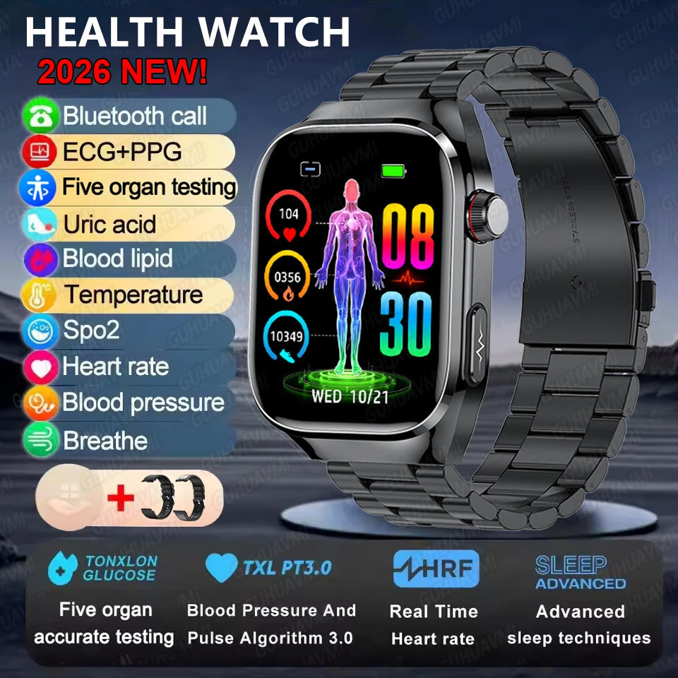 2025 neue Micro Körperliche Untersuchung Smart Uhr Für Männer Harnsäure Körper Fett Fünf Orgel Gesundheit Uhren Bluetooth Anruf SmartBracelet