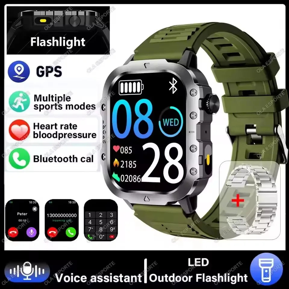 2026 Neue Robuste Militär-GPS-Smartwatch für Herren Bluetooth-Anruf Gesundheitsüberwachung Sport 5ATM Wasserdichte Smartwatches Mann Pk HW12