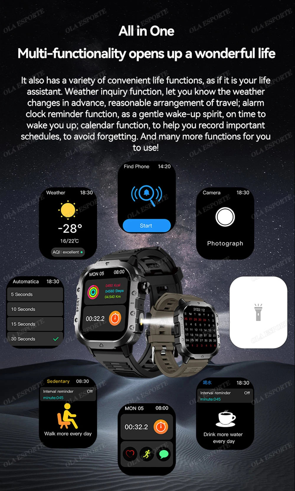2026 Neue Robuste Militär-GPS-Smartwatch für Herren Bluetooth-Anruf Gesundheitsüberwachung Sport 5ATM Wasserdichte Smartwatches Mann Pk HW12
